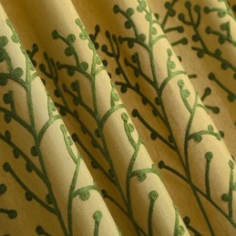 Tenda Antica Americana Su Misura, Tessuto Di Lino E Cotone Con Ricamo Giallo, Protezione Ambientale