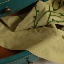 Tenda Antica Americana Su Misura, Tessuto Di Lino E Cotone Con Ricamo Giallo, Protezione Ambientale