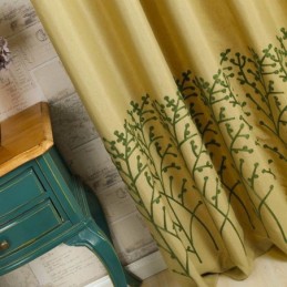 Tenda Antica Americana Su Misura, Tessuto Di Lino E Cotone Con Ricamo Giallo, Protezione Ambientale