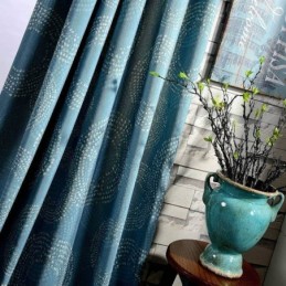 Tenda Antica Americana Su Misura, Tenda Con Cerchio Blu Stampato