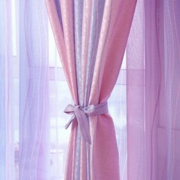 Tende Moderne In Jacquard Con Strisce Colorate Sfumate, Su Misura Per La Camera Da Letto Di Una Ragazza