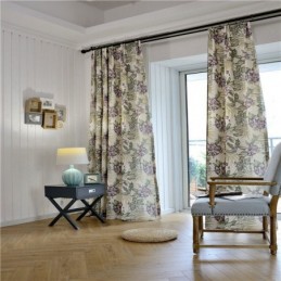Tenda Rurale Americana Su Misura, Tessuto Per Camera Da Letto Stampato Con Fiori Viola