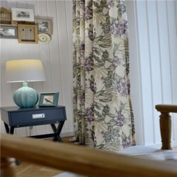 Tenda Rurale Americana Su Misura, Tessuto Per Camera Da Letto Stampato Con Fiori Viola