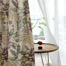 Tenda Rurale Americana Su Misura, Tessuto Per Camera Da Letto Stampato Con Fiori Viola