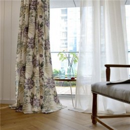 Tenda Rurale Americana Su Misura, Tessuto Per Camera Da Letto Stampato Con Fiori Viola