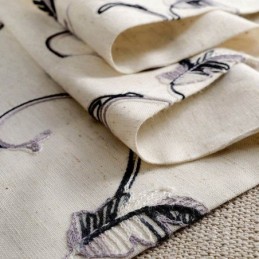 Tenda Semplice Americana Su Misura, In Cotone E Lino, Con Ricamo A Foglia Arrotolata.