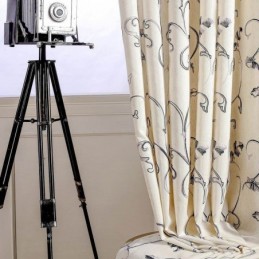 Tenda Semplice Americana Su Misura, In Cotone E Lino, Con Ricamo A Foglia Arrotolata.