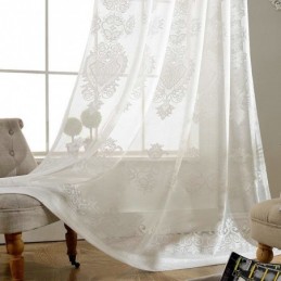 Tenda Trasparente Classica Europea Su Misura, Con Motivo Floreale In Jacquard, Per Soggiorno, Studio, Tessuto In Morbido Cotone.