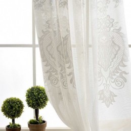 Tenda Trasparente Classica Europea Su Misura, Con Motivo Floreale In Jacquard, Per Soggiorno, Studio, Tessuto In Morbido Cotone.