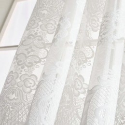 Tenda Trasparente Classica Europea Su Misura, Con Motivo Floreale In Jacquard, Per Soggiorno, Studio, Tessuto In Morbido Cotone.