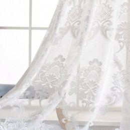 Tenda Trasparente Classica Semplice Su Misura, In Tessuto Jacquard Con Fiori Europei, Per Soggiorno E Camera Da Letto.