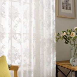Tenda Trasparente Classica Semplice Su Misura, In Tessuto Jacquard Con Fiori Europei, Per Soggiorno E Camera Da Letto.
