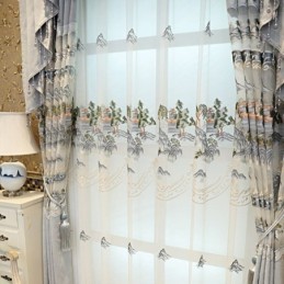 Tenda Trasparente Di Lusso Su Misura, In Tulle Ricamato Con Motivo Di Montagna, Per Soggiorno, Camera Da Letto