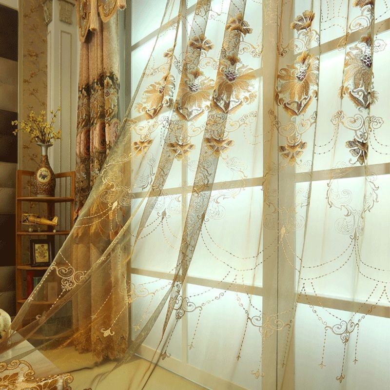 Tende Moderne Trasparenti In Tulle Floreale Per Il Soggiorno