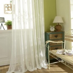Tenda A Zanzariera Ricamata Su Misura, In Tulle Bianco Floreale, Per Soggiorno, Camera Da Letto