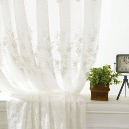 Tenda A Zanzariera Ricamata Su Misura, In Tulle Bianco Floreale, Per Soggiorno, Camera Da Letto