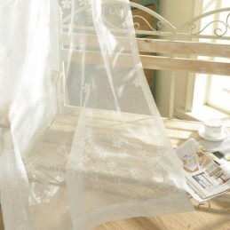 Tenda A Zanzariera Ricamata Su Misura, In Tulle Bianco Floreale, Per Soggiorno, Camera Da Letto