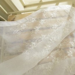 Tenda A Zanzariera Ricamata Su Misura, In Tulle Bianco Floreale, Per Soggiorno, Camera Da Letto