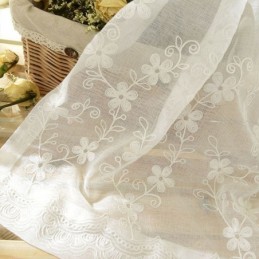 Tenda A Zanzariera Ricamata Su Misura, In Tulle Bianco Floreale, Per Soggiorno, Camera Da Letto