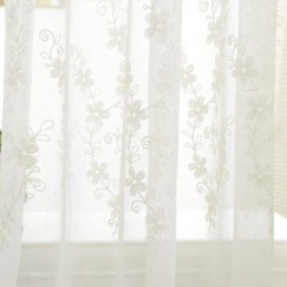 Tenda A Zanzariera Ricamata Su Misura, In Tulle Bianco Floreale, Per Soggiorno, Camera Da Letto