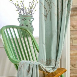 Tenda Semplice Americana Su Misura, Tessuto Traspirante Con Ricamo Verde