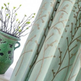 Tenda Semplice Americana Su Misura, Tessuto Traspirante Con Ricamo Verde