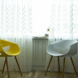 Tenda Moderna Ricamata Su Misura Con Motivo Geometrico A Onde, Per Balcone