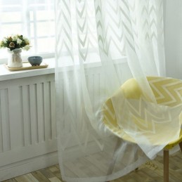Tenda Moderna Ricamata Su Misura Con Motivo Geometrico A Onde, Per Balcone