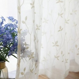 Tende In Voile Bianco Trasparente Con Ricamo Decorativo A Forma Di Vite Per La Camera Da Letto