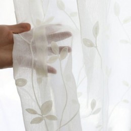 Tende In Voile Bianco Trasparente Con Ricamo Decorativo A Forma Di Vite Per La Camera Da Letto