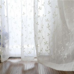 Tende In Voile Bianco Trasparente Con Ricamo Decorativo A Forma Di Vite Per La Camera Da Letto