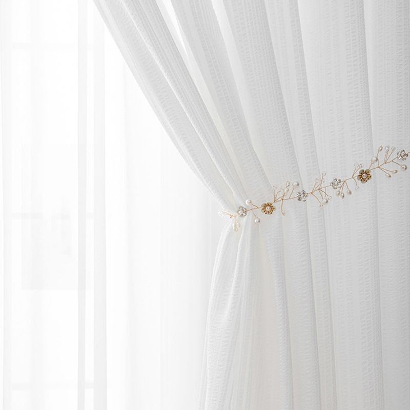 Tenda Moderna In Voile E Tulle Su Misura, Tinta Unita, Bianca, Trasparente, Per Soggiorno