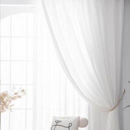 Tenda Moderna In Voile E Tulle Su Misura, Tinta Unita, Bianca, Trasparente, Per Soggiorno
