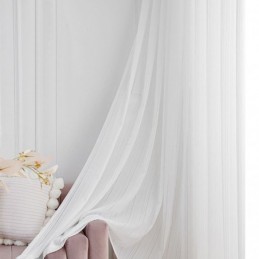 Tenda Moderna In Voile E Tulle Su Misura, Tinta Unita, Bianca, Trasparente, Per Soggiorno