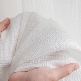 Tenda Moderna In Voile E Tulle Su Misura, Tinta Unita, Bianca, Trasparente, Per Soggiorno