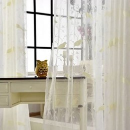 Tenda Trasparente In Tulle Ricamato, Su Misura, Con Motivo A Uccelli, Per Soggiorno, Camera Da Letto
