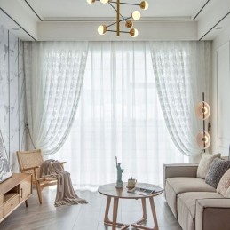 Tende Trasparenti In Tulle Floreale, Eleganti Tende In Voile Bianco Su Misura, Per Soggiorno.