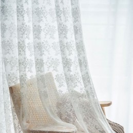 Tende Trasparenti In Tulle Floreale, Eleganti Tende In Voile Bianco Su Misura, Per Soggiorno.