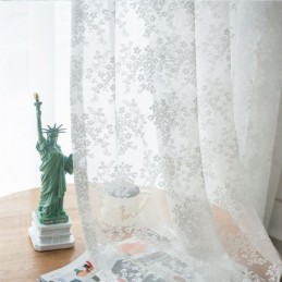 Tende Trasparenti In Tulle Floreale, Eleganti Tende In Voile Bianco Su Misura, Per Soggiorno.