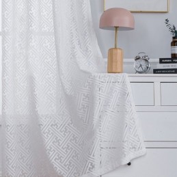 Tende Moderne In Tulle Bianco Per Camera Da Letto, Tende Trasparenti Geometriche Su Misura, Tende Per Finestre