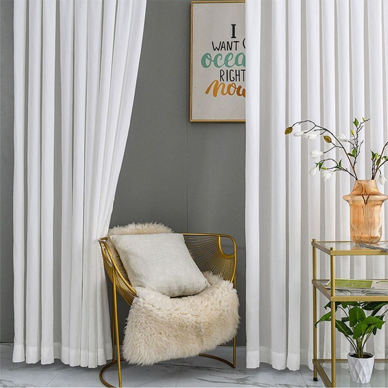 Tende In Tulle Bianco Per Camera Da Letto, Tende In Voile Trasparenti, Tinta Unita
