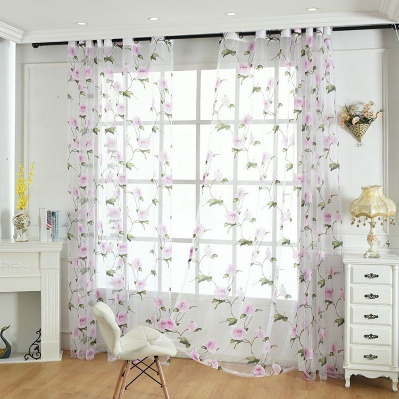 Tende Trasparenti Floreali In Tulle, Decorazioni Per La Casa, Divisorio Per Stanze