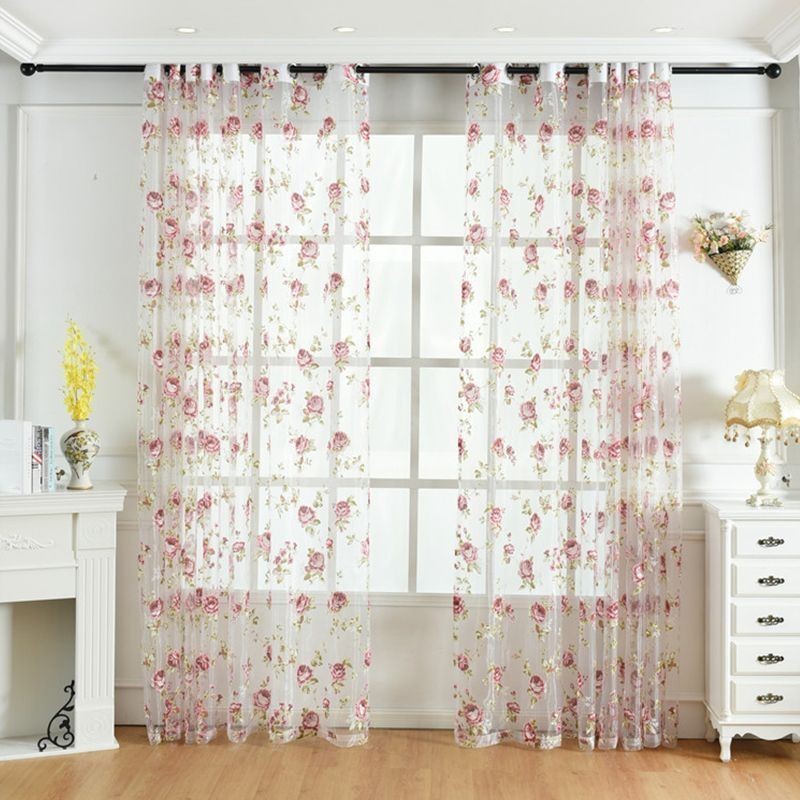 Tende Moderne In Tulle Con Fiori, Stile Pastorale, Trasparenti, Per Soggiorno E Camera Da Letto