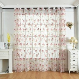 Tende Moderne In Tulle Con Fiori, Stile Pastorale, Trasparenti, Per Soggiorno E Camera Da Letto