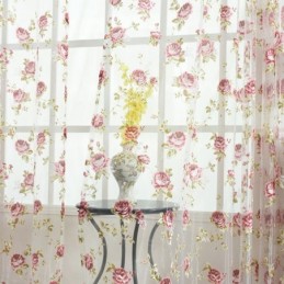 Tende Moderne In Tulle Con Fiori, Stile Pastorale, Trasparenti, Per Soggiorno E Camera Da Letto