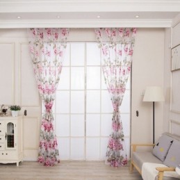 Tenda Trasparente Europea Su Misura, Tenda Rustica In Tulle Con Fiori Per Soggiorno E Camera Da Letto