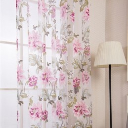 Tenda Trasparente Europea Su Misura, Tenda Rustica In Tulle Con Fiori Per Soggiorno E Camera Da Letto