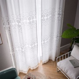 Tende Moderne In Tulle Bianco, Tende Trasparenti A Fiori, Su Misura Per Il Soggiorno