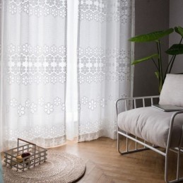 Tende Moderne In Tulle Bianco, Tende Trasparenti A Fiori, Su Misura Per Il Soggiorno