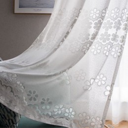 Tende Moderne In Tulle Bianco, Tende Trasparenti A Fiori, Su Misura Per Il Soggiorno